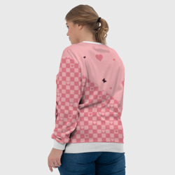 Свитшот с принтом Девушка в черно-розовом для женщины, вид на модели сзади №3. Цвет основы: белый