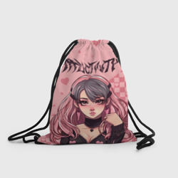 Рюкзак-мешок 3D Девушка в черно-розовом