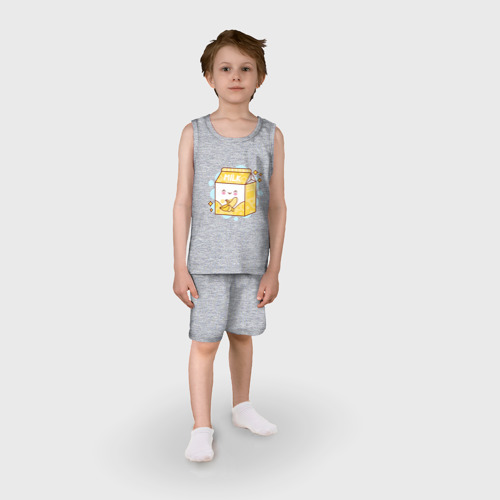 Детская пижама с шортами хлопок Banana milk, цвет меланж - фото 3