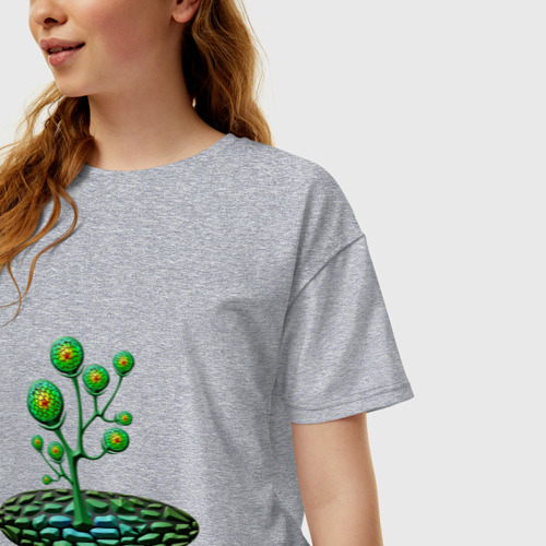 Женская футболка хлопок Oversize с принтом Инопланетная жизнь, фото на моделе #1