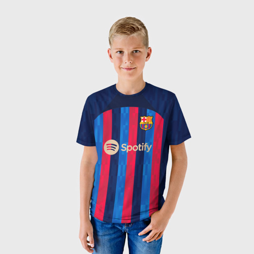 Детская футболка 3D Педри Барселона форма 22-23 домашняя, цвет 3D печать - фото 3