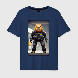 Мужская футболка хлопок Oversize Capy-policeman - Cyberpunk