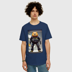 Мужская футболка хлопок Oversize Capy-policeman - Cyberpunk - фото 2