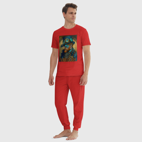 Мужская пижама хлопок Ван Гог в стиле стимпанк - нейросеть, цвет красный - фото 5