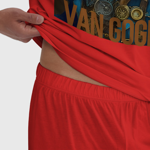 Мужская пижама хлопок Ван Гог в стиле стимпанк - нейросеть, цвет красный - фото 6