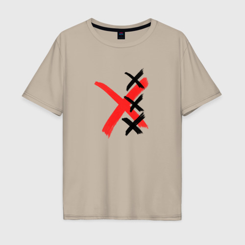 Мужская футболка хлопок Oversize Triple-X, цвет миндальный