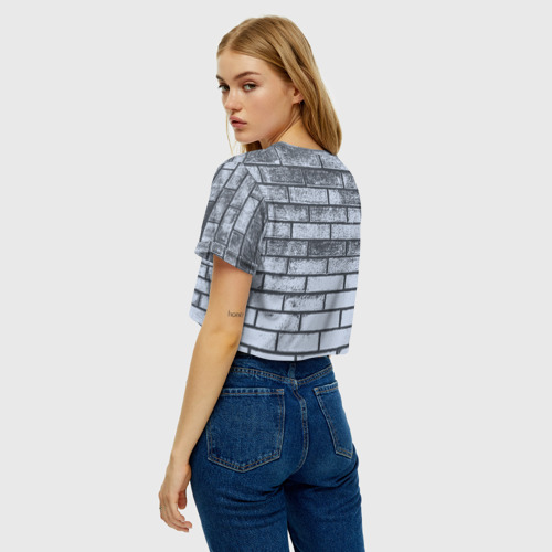 Женская футболка Crop-top 3D Grey wall, цвет 3D печать - фото 5