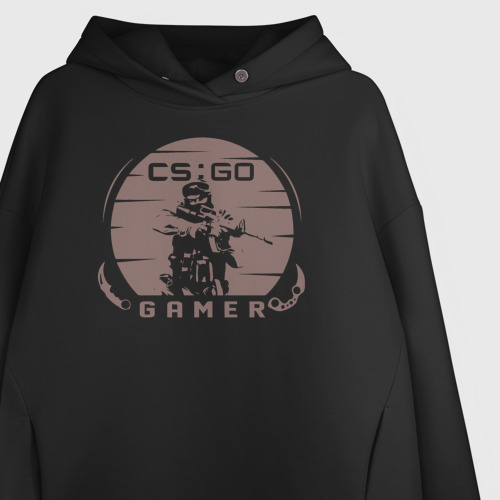 Женское худи Oversize хлопок CS:GO gamer, цвет черный - фото 3