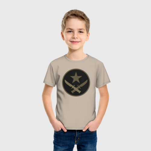 Детская футболка хлопок Knives star, цвет миндальный - фото 3