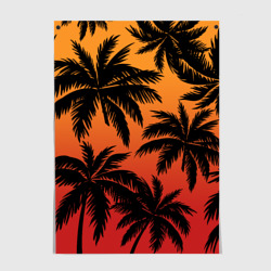 Постер Пальмы на красном закате
