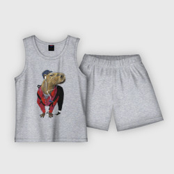 Детская пижама с шортами хлопок Capybara swag