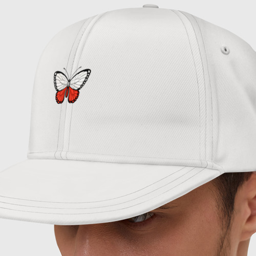 Кепка снепбек с прямым козырьком Польша бабочка, цвет белый