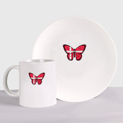 Набор: тарелка + кружка Дания бабочка