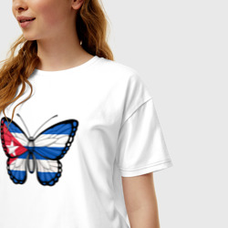 Женская футболка хлопок Oversize Куба бабочка - фото 2