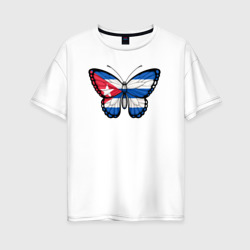 Женская футболка хлопок Oversize Куба бабочка