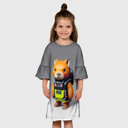 Детское платье 3D Кроха-капибара - Киберпанк - нейросеть - фото 2
