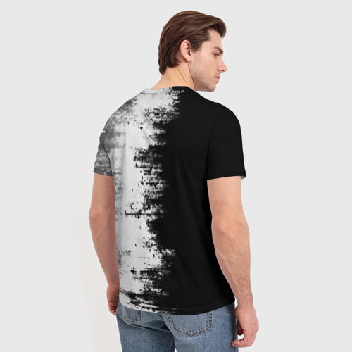 Мужская футболка 3D с принтом Японский дракон тёмный, вид сзади #2