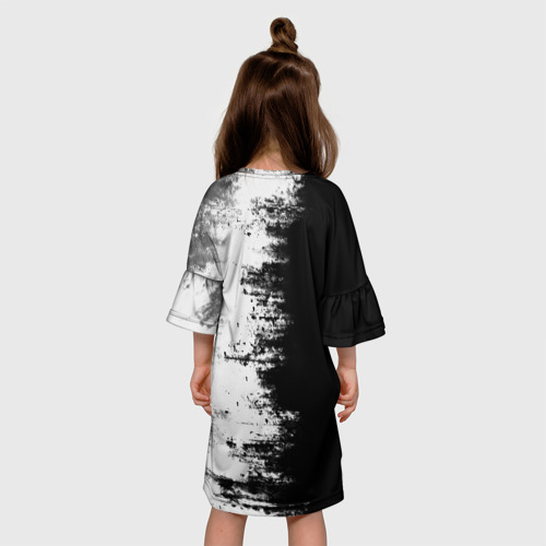 Детское платье 3D с принтом Японский дракон тёмный, вид сзади #2