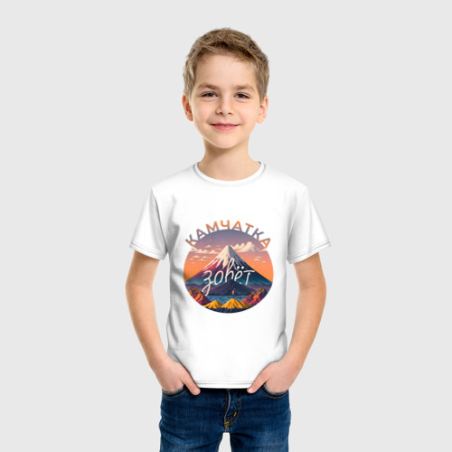 Детская футболка хлопок Камчатка зовет, цвет белый - фото 3