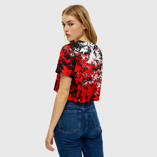 Женская футболка Crop-top 3D Красная и белая краска, цвет 3D печать - фото 5