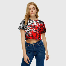 Женская футболка Crop-top 3D Красная и белая краска - фото 2