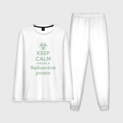 Мужская пижама с лонгсливом хлопок Keep calm and be a radioactive potato