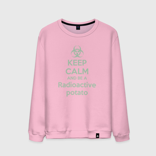Мужской свитшот хлопок с принтом Keep calm and be a radioactive potato, вид спереди #2