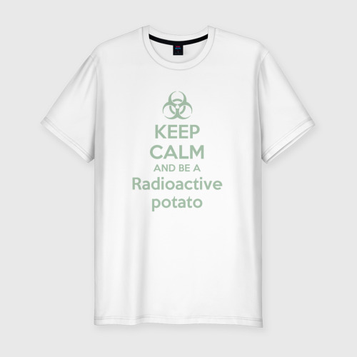 Мужская футболка хлопок Slim Keep calm and be a radioactive potato, цвет белый