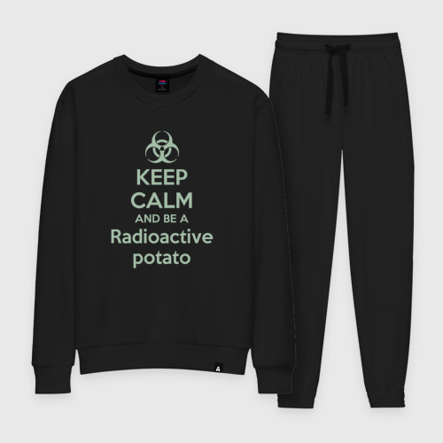 Женский костюм хлопок Keep calm and be a radioactive potato, цвет черный