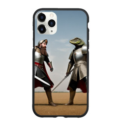 Чехол для iPhone 11 Pro Max матовый Древний Рус против Ящера