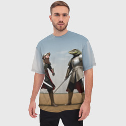 Мужская футболка oversize 3D Древний Рус против Ящера - фото 2