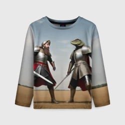 Детский лонгслив 3D Древний Рус против Ящера