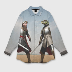 Женская рубашка oversize 3D Древний Рус против Ящера