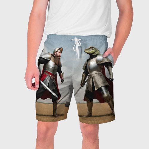 Мужские шорты 3D Древний Рус против Ящера, цвет 3D печать