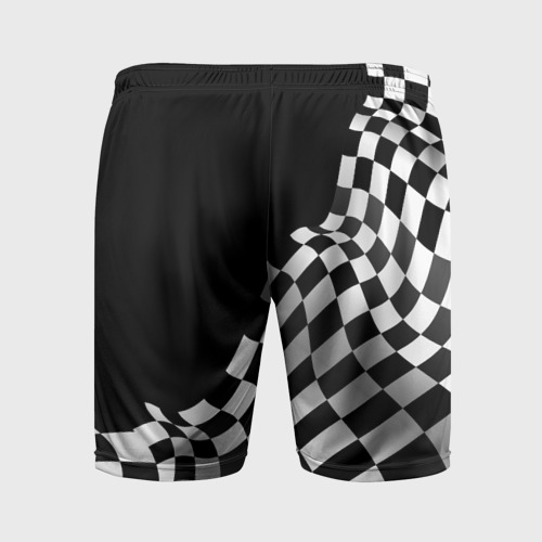 Мужские шорты спортивные с принтом Mini racing flag, вид сзади #1