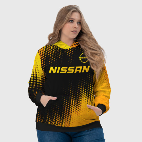 Женская толстовка 3D Nissan - gold gradient: символ сверху, цвет 3D печать - фото 6