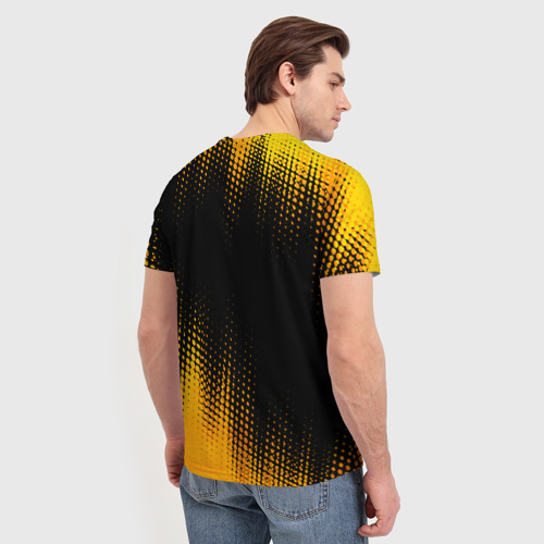 Мужская футболка 3D Nissan - gold gradient: символ сверху, цвет 3D печать - фото 4