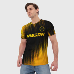 Мужская футболка 3D Nissan - gold gradient: символ сверху - фото 2