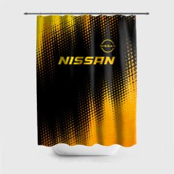 Штора 3D для ванной Nissan - gold gradient: символ сверху