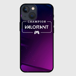 Чехол для iPhone 13 mini Valorant gaming champion: рамка с лого и джойстиком на неоновом фоне