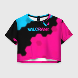 Женская футболка Crop-top 3D Valorant - neon gradient: символ сверху