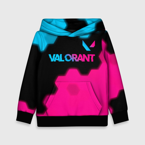 Детская толстовка 3D Valorant - neon gradient: символ сверху, цвет черный