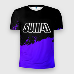 Мужская футболка 3D Slim Sum41 purple grunge