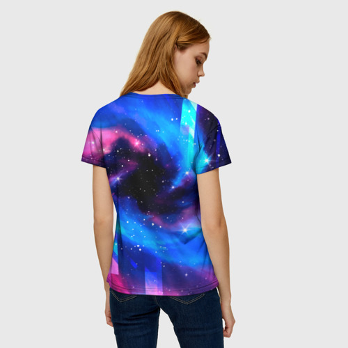 Женская футболка 3D Nightwish неоновый космос, цвет 3D печать - фото 4