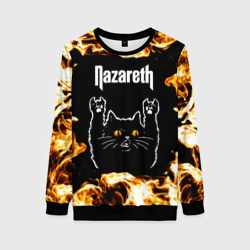 Женский свитшот 3D Nazareth рок кот и огонь