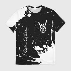 Мужская футболка 3D Children of Bodom и рок символ на темном фоне