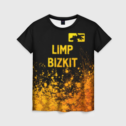 Женская футболка 3D Limp Bizkit - gold gradient: символ сверху