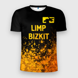 Мужская футболка 3D Slim Limp Bizkit - gold gradient: символ сверху