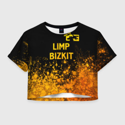 Женская футболка Crop-top 3D Limp Bizkit - gold gradient: символ сверху