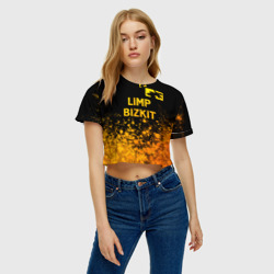 Женская футболка Crop-top 3D Limp Bizkit - gold gradient: символ сверху - фото 2